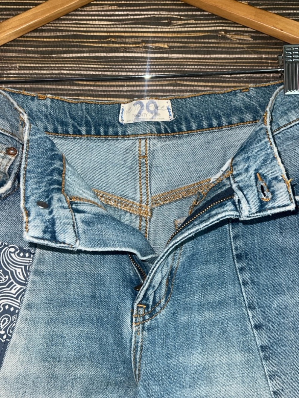 Free People Heart Of Gold Wide Leg Patch Jeans 29 - Picture 7 of 17